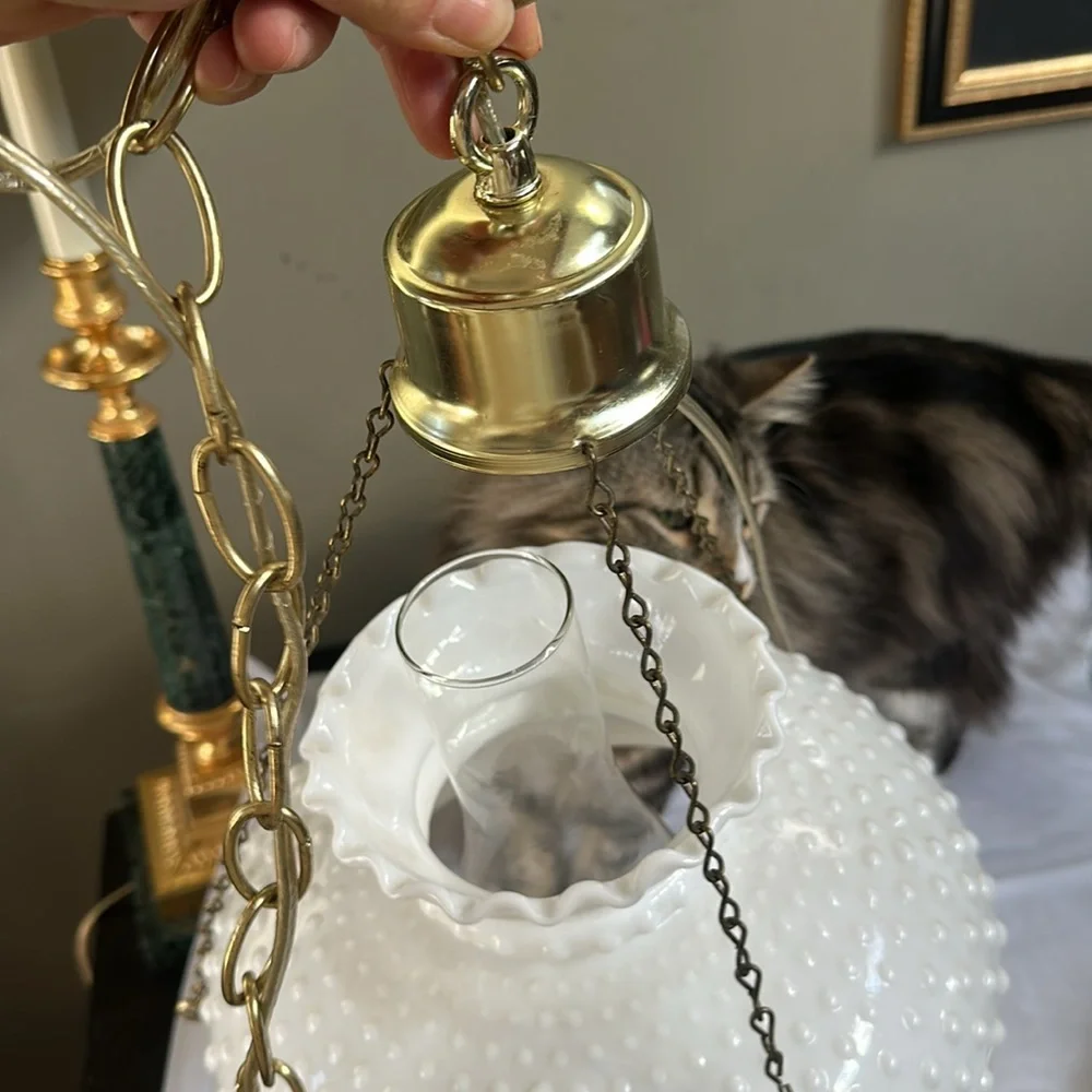Vintage Elegant Milk Glass Hanging Lamp
